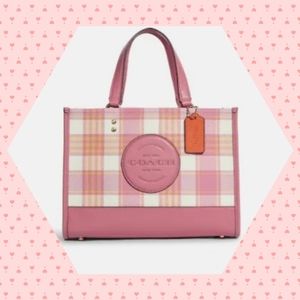 💖 COACH DEMPSEY CARRYALL WITH GARDEN PLAID PRINT & COACH PATCH